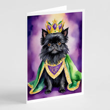 Load image into Gallery viewer, Affenpinscher King of Mardi Gras Greeting Cards - Blank Note Cards – 8-Pack of Artist-Designed Cards with Envelopes