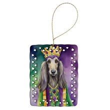 Load image into Gallery viewer, Afghan Hound King of Mardi Gras Porcelain Ornament