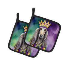 Load image into Gallery viewer, Afghan Hound King of Mardi Gras Pot Holders - Set of 2 Decorative Kitchen Helpers | Made in the USA