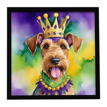 Load image into Gallery viewer, Airedale Terrier King of Mardi Gras Framed Metal Print