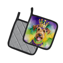 Load image into Gallery viewer, Airedale Terrier King of Mardi Gras Pot Holders - Set of 2 Decorative Kitchen Helpers | Made in the USA