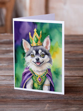 Load image into Gallery viewer, Alaskan Klee Kai King of Mardi Gras Greeting Cards - Blank Note Cards – 8-Pack of Artist-Designed Cards with Envelopes