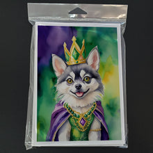 Load image into Gallery viewer, Alaskan Klee Kai King of Mardi Gras Greeting Cards - Blank Note Cards – 8-Pack of Artist-Designed Cards with Envelopes