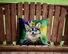 Load image into Gallery viewer, Alaskan Klee Kai King of Mardi Gras Throw Pillow - 14x14 Decorative Pillow – Art for Your Home &amp; Patio