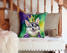 Load image into Gallery viewer, Alaskan Klee Kai King of Mardi Gras Throw Pillow - 14x14 Decorative Pillow – Art for Your Home &amp; Patio