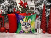 Load image into Gallery viewer, Alaskan Klee Kai King of Mardi Gras Throw Pillow - 14x14 Decorative Pillow – Art for Your Home &amp; Patio