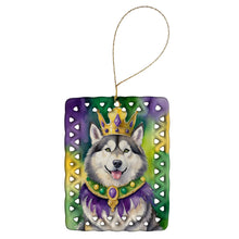Load image into Gallery viewer, Alaskan Malamute King of Mardi Gras Porcelain Ornament