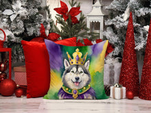 Load image into Gallery viewer, Alaskan Malamute King of Mardi Gras Throw Pillow - 14x14 Decorative Pillow – Art for Your Home &amp; Patio