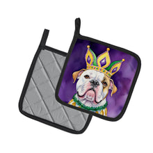 Load image into Gallery viewer, American Bulldog King of Mardi Gras Pot Holders - Set of 2 Decorative Kitchen Helpers | Made in the USA