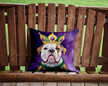Load image into Gallery viewer, American Bulldog King of Mardi Gras Throw Pillow - 14x14 Decorative Pillow – Art for Your Home &amp; Patio