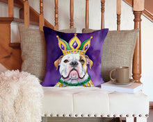 Load image into Gallery viewer, American Bulldog King of Mardi Gras Throw Pillow - 14x14 Decorative Pillow – Art for Your Home &amp; Patio