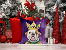 Load image into Gallery viewer, American Bulldog King of Mardi Gras Throw Pillow - 14x14 Decorative Pillow – Art for Your Home &amp; Patio