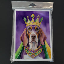 Load image into Gallery viewer, American English Coonhound King of Mardi Gras Greeting Cards - Blank Note Cards – 8-Pack of Artist-Designed Cards with Envelopes
