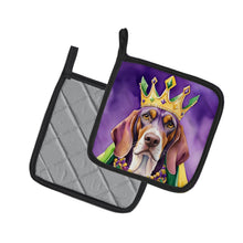 Load image into Gallery viewer, American English Coonhound King of Mardi Gras Pot Holders - Set of 2 Decorative Kitchen Helpers | Made in the USA
