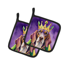 Load image into Gallery viewer, American English Coonhound King of Mardi Gras Pot Holders - Set of 2 Decorative Kitchen Helpers | Made in the USA
