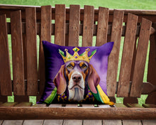 Load image into Gallery viewer, American English Coonhound King of Mardi Gras Throw Pillow - 14x14 Decorative Pillow – Art for Your Home &amp; Patio