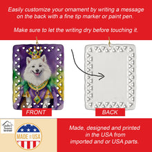 Load image into Gallery viewer, American Eskimo King of Mardi Gras Porcelain Ornament