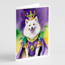 Load image into Gallery viewer, American Eskimo King of Mardi Gras Greeting Cards - Blank Note Cards – 8-Pack of Artist-Designed Cards with Envelopes