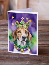 Load image into Gallery viewer, American Foxhound King of Mardi Gras Greeting Cards - Blank Note Cards – 8-Pack of Artist-Designed Cards with Envelopes