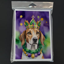 Load image into Gallery viewer, American Foxhound King of Mardi Gras Greeting Cards - Blank Note Cards – 8-Pack of Artist-Designed Cards with Envelopes