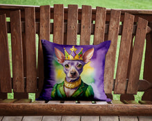 Load image into Gallery viewer, American Hairless Terrier King of Mardi Gras Throw Pillow - 14x14 Decorative Pillow – Art for Your Home &amp; Patio