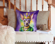 Load image into Gallery viewer, American Hairless Terrier King of Mardi Gras Throw Pillow - 14x14 Decorative Pillow – Art for Your Home &amp; Patio