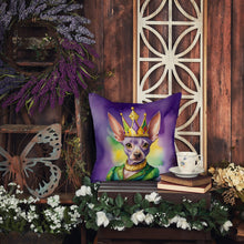 Load image into Gallery viewer, American Hairless Terrier King of Mardi Gras Throw Pillow - 14x14 Decorative Pillow – Art for Your Home &amp; Patio