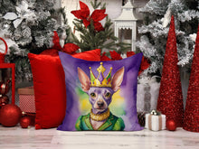 Load image into Gallery viewer, American Hairless Terrier King of Mardi Gras Throw Pillow - 14x14 Decorative Pillow – Art for Your Home &amp; Patio