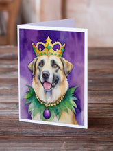 Load image into Gallery viewer, Anatolian Shepherd Dog King of Mardi Gras Greeting Cards - Blank Note Cards – 8-Pack of Artist-Designed Cards with Envelopes