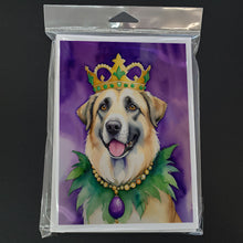 Load image into Gallery viewer, Anatolian Shepherd Dog King of Mardi Gras Greeting Cards - Blank Note Cards – 8-Pack of Artist-Designed Cards with Envelopes