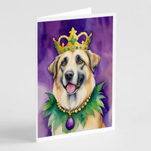 Load image into Gallery viewer, Anatolian Shepherd Dog King of Mardi Gras Greeting Cards - Blank Note Cards – 8-Pack of Artist-Designed Cards with Envelopes