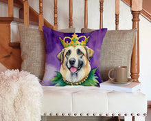 Load image into Gallery viewer, Anatolian Shepherd Dog King of Mardi Gras Throw Pillow - 14x14 Decorative Pillow – Art for Your Home &amp; Patio