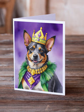 Load image into Gallery viewer, Australian Cattle Dog King of Mardi Gras Greeting Cards - Blank Note Cards – 8-Pack of Artist-Designed Cards with Envelopes