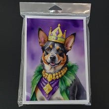 Load image into Gallery viewer, Australian Cattle Dog King of Mardi Gras Greeting Cards - Blank Note Cards – 8-Pack of Artist-Designed Cards with Envelopes