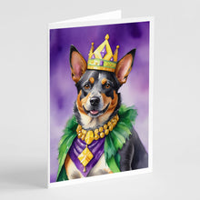 Load image into Gallery viewer, Australian Cattle Dog King of Mardi Gras Greeting Cards - Blank Note Cards – 8-Pack of Artist-Designed Cards with Envelopes