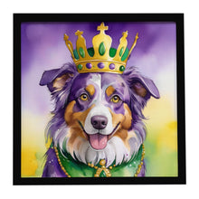 Load image into Gallery viewer, Australian Shepherd King of Mardi Gras Framed Metal Print
