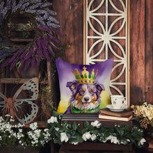 Load image into Gallery viewer, Australian Shepherd King of Mardi Gras Throw Pillow - 14x14 Decorative Pillow – Art for Your Home &amp; Patio