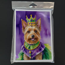 Load image into Gallery viewer, Australian Terrier King of Mardi Gras Greeting Cards - Blank Note Cards – 8-Pack of Artist-Designed Cards with Envelopes