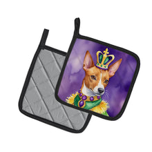Load image into Gallery viewer, Basenji King of Mardi Gras Pot Holders - Set of 2 Decorative Kitchen Helpers | Made in the USA