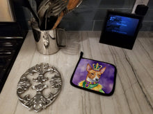 Load image into Gallery viewer, Basenji King of Mardi Gras Pot Holders - Set of 2 Decorative Kitchen Helpers | Made in the USA