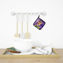 Load image into Gallery viewer, Basenji King of Mardi Gras Pot Holders - Set of 2 Decorative Kitchen Helpers | Made in the USA