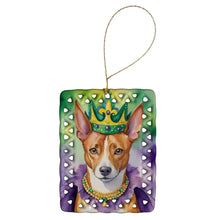 Load image into Gallery viewer, Basenji King of Mardi Gras Porcelain Ornament