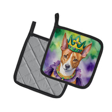 Load image into Gallery viewer, Basenji King of Mardi Gras Pot Holders - Set of 2 Decorative Kitchen Helpers | Made in the USA
