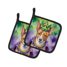 Load image into Gallery viewer, Basenji King of Mardi Gras Pot Holders - Set of 2 Decorative Kitchen Helpers | Made in the USA