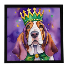 Load image into Gallery viewer, Basset Hound King of Mardi Gras Framed Metal Print