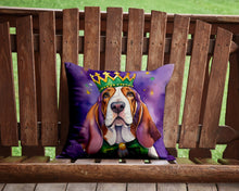 Load image into Gallery viewer, Basset Hound King of Mardi Gras Throw Pillow - 14x14 Decorative Pillow – Art for Your Home &amp; Patio