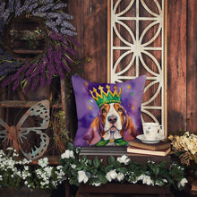 Load image into Gallery viewer, Basset Hound King of Mardi Gras Throw Pillow - 14x14 Decorative Pillow – Art for Your Home &amp; Patio