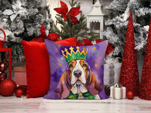 Load image into Gallery viewer, Basset Hound King of Mardi Gras Throw Pillow - 14x14 Decorative Pillow – Art for Your Home &amp; Patio