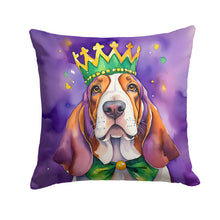 Load image into Gallery viewer, Basset Hound King of Mardi Gras Throw Pillow - 14x14 Decorative Pillow – Art for Your Home &amp; Patio