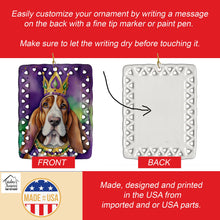 Load image into Gallery viewer, Basset Hound King of Mardi Gras Porcelain Ornament